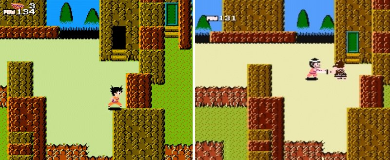 Dragon Ball e Dragon Power a confronto: le modifiche riguardano soprattutto gli sprite dei protagonisti.