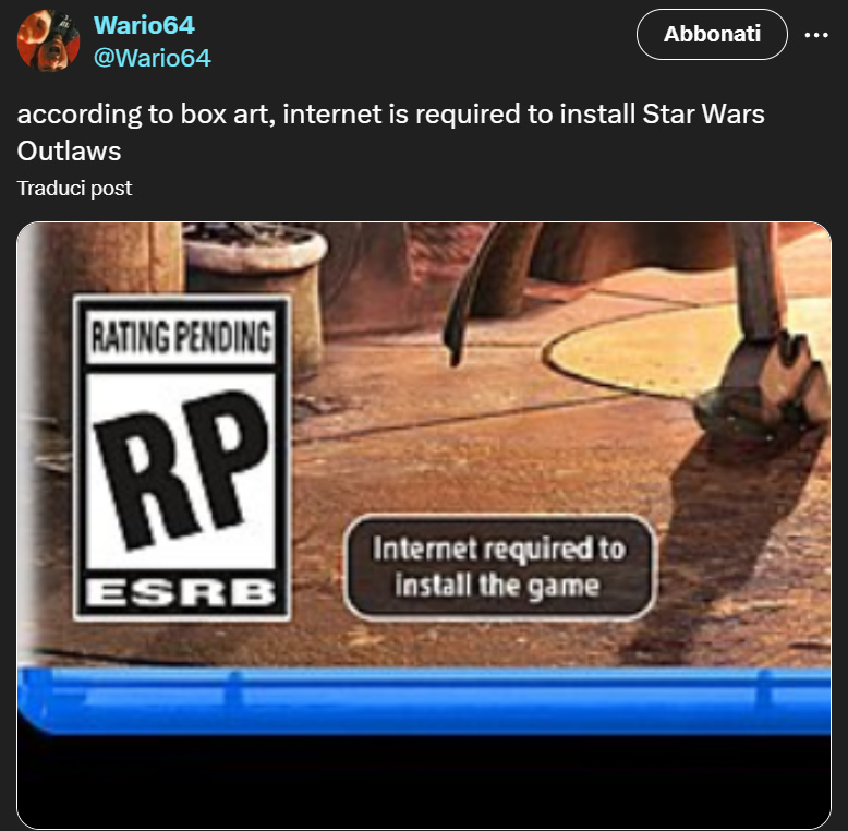 Internet obbligatorio per Star Wars: Outlaws Internet obbligatorio per Star Wars: Outlaws