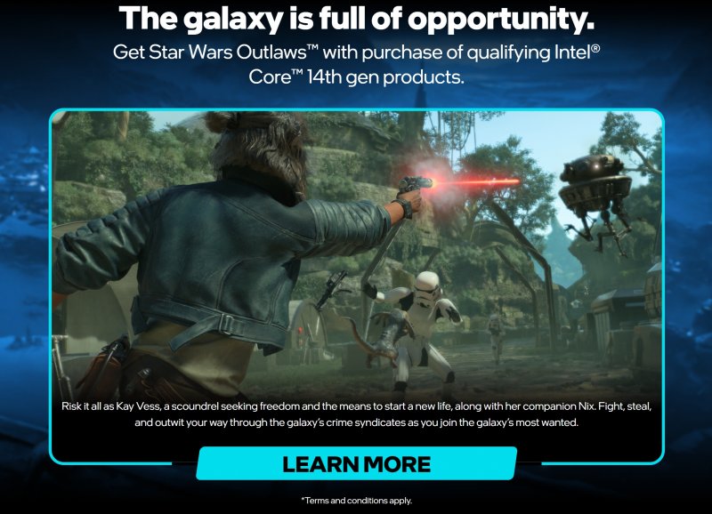 Intel's official communication for Star Wars Outlaws