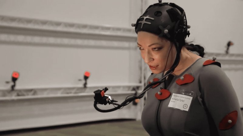 Amelia Tyler in una sessione di performance capture