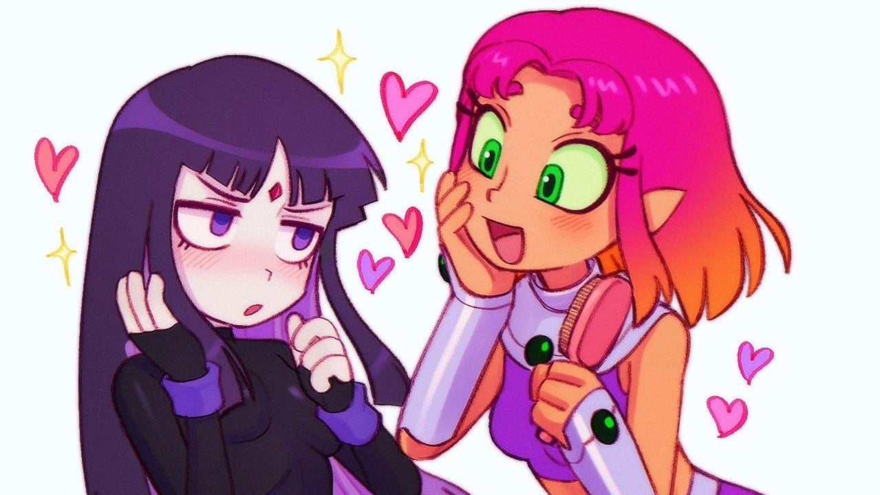 I cosplay di Raven e Starfire di olkaaklo e wallflower_cos da Teen Titans mostra due amiche o forse più