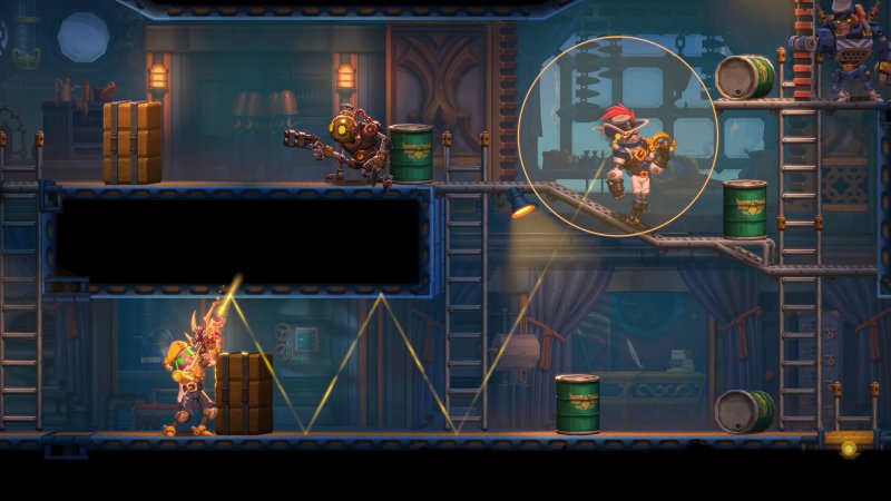 Rimbalzare sulle pareti è la chiave per colpire i nemici di SteamWorld Heist II Rimbalzare sulle pareti è la chiave per colpire i nemici di SteamWorld Heist II