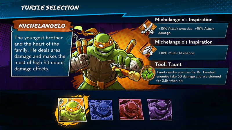 TMNT: Splintered Fate ci permette di selezionare vari personaggi TMNT: Splintered Fate ci permette di selezionare vari personaggi