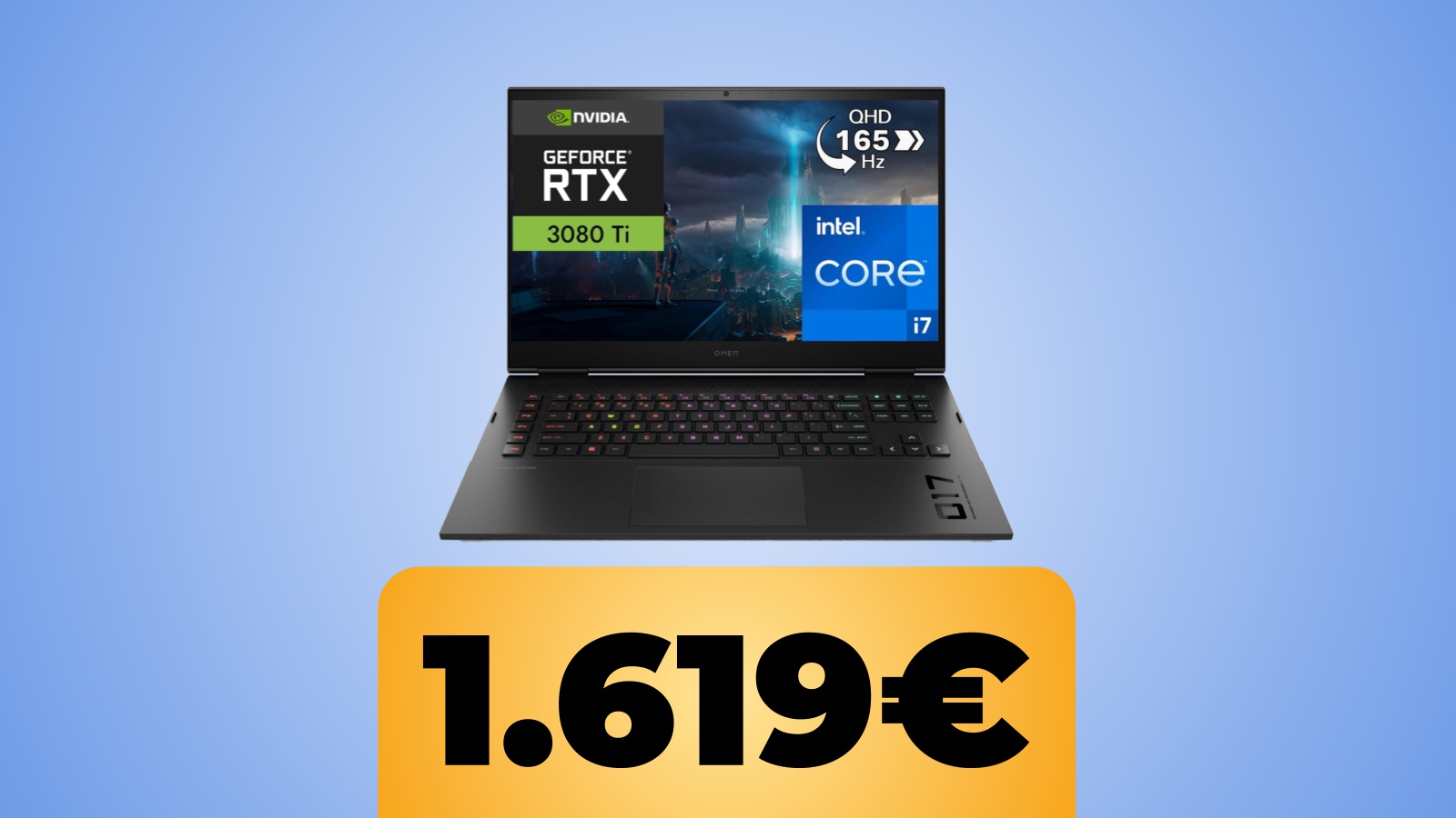 Notebook HP OMEN con RTX 3080Ti e schermo QHD a 165 Hz al prezzo minimo storico su Amazon