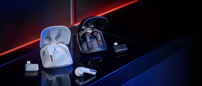 Gli auricolari ASUS ROG Cetra True Wireless SpeedNova sono disponibili nella colorazione bianca e nera Gli auricolari ASUS ROG Cetra True Wireless SpeedNova sono disponibili nella colorazione bianca e nera