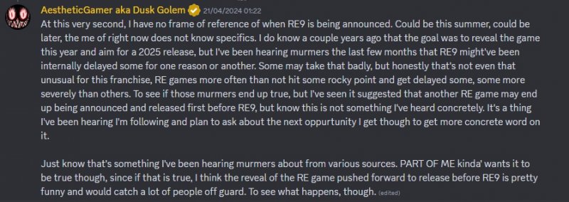 La dichiarazione di Dusk Golem La dichiarazione di Dusk Golem