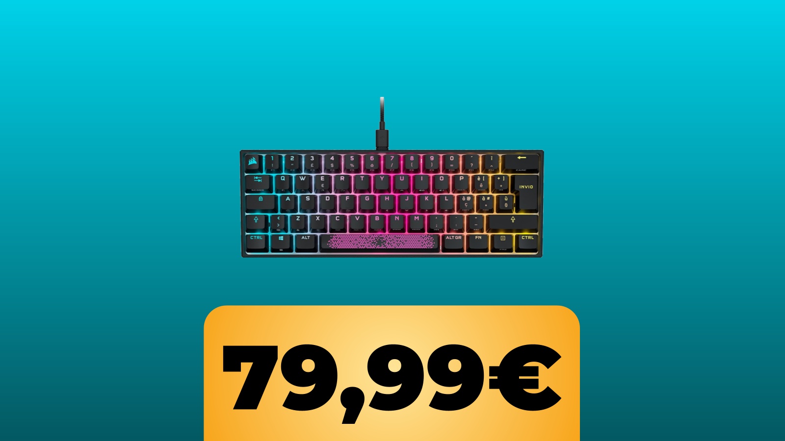 La tastiera da gaming Corsair K65 RGB MINI 60% è al prezzo minimo storico su Amazon