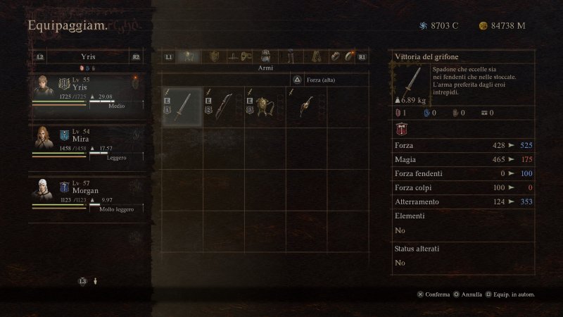 L'eroe Leggendario può equipaggiare più armi alla volta, passando da una all'altra in base all'ordine che avete stabilito