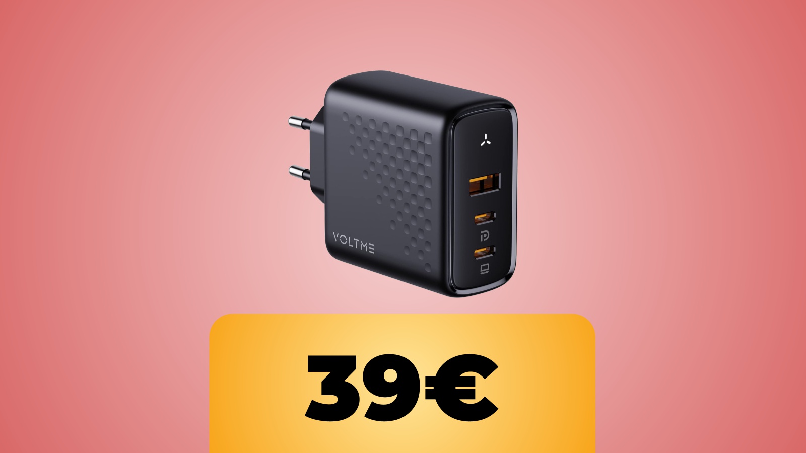 Il caricatore da 100W marcato VOLTME con uscita USB-A e USB-C è in sconto col coupon su Amazon