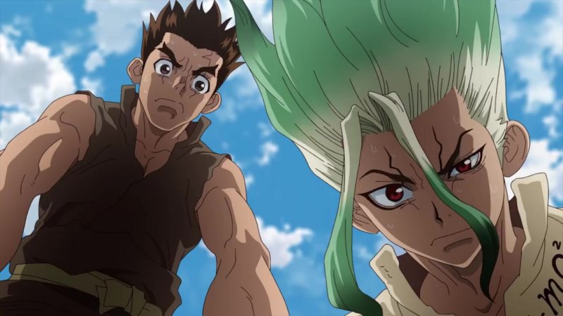 I protagonisti di Dr. Stone in una scena dell'anime