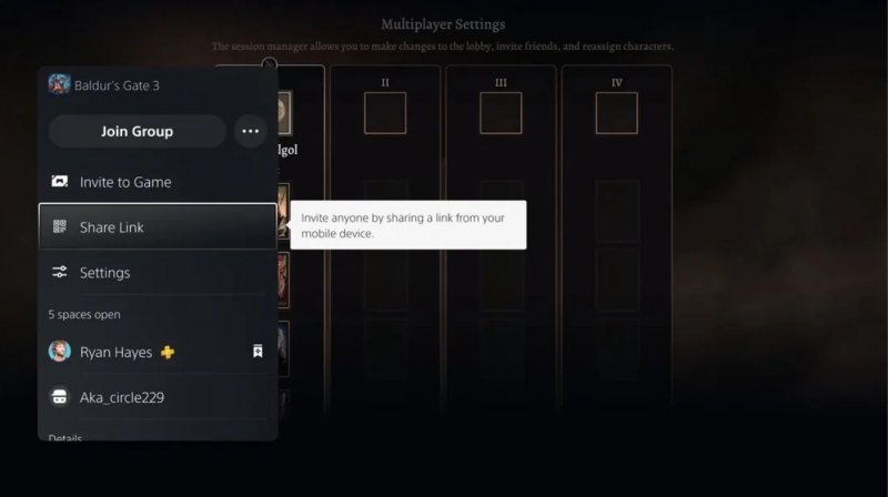 La generazione del codice di invito su PS5 La generazione del codice di invito su PS5