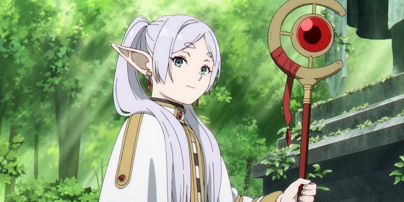 Frieren usa una staffa magica per combattere