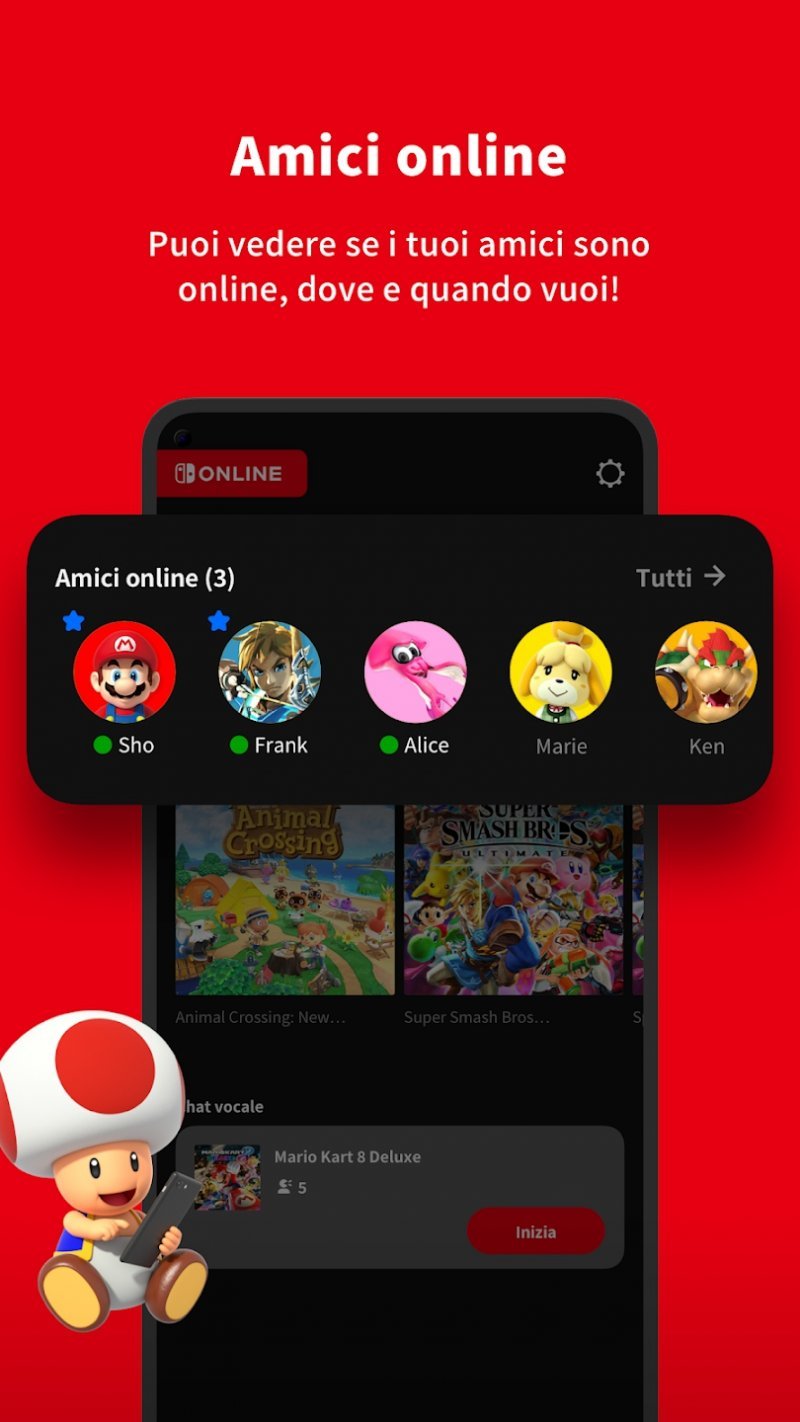 L'app Nintendo Switch online serve a varie cose, ad esempio a vedere gli amici online