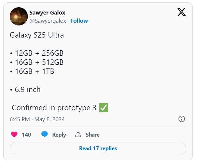 As with the Galaxy S24 Ultra, the Galaxy S25 Ultra is rumored to come with 256GB of storage for the base model