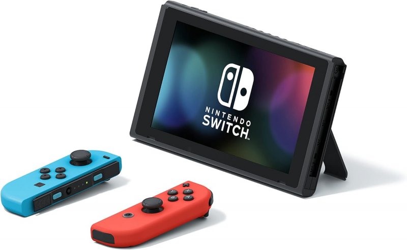 È possibile usare il supporto posteriore per appoggiare lo schermo di Nintendo Switch su una superficie piana e giocare con i controller in mano