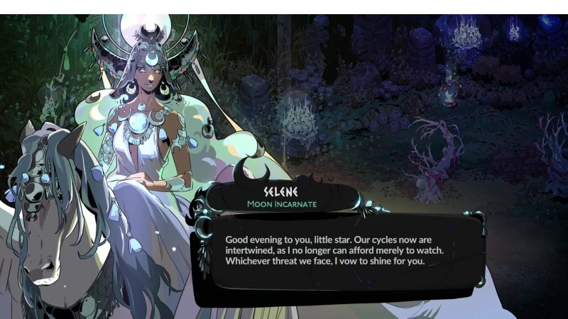 La titanide della luna Selene è un personaggio ben rappresentato e caratterizzato e che riesce a trasmettere un fortissimo senso di determinazione restando eterea ed evanescente