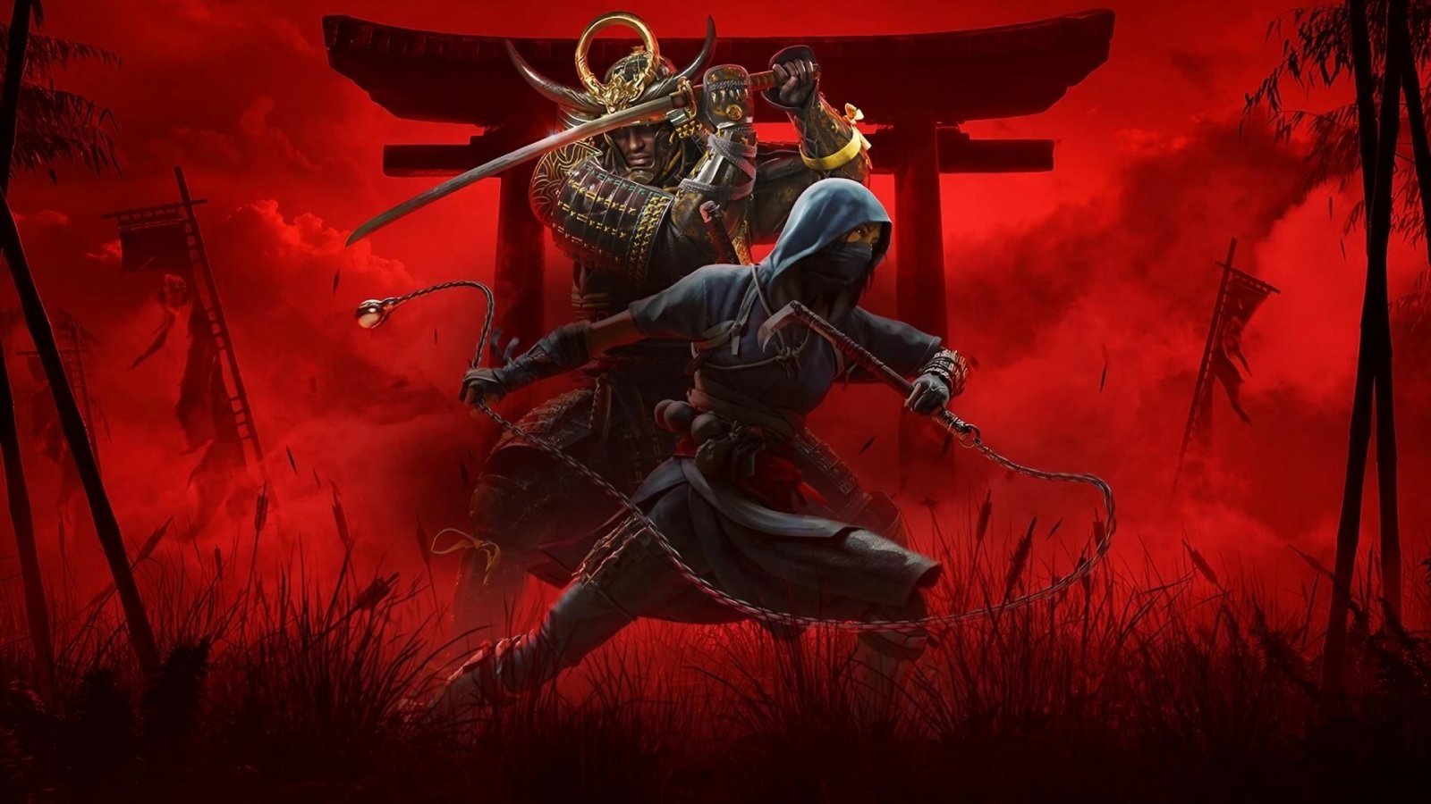 Un artwork di Assassin's Creed Shadows con Yasuke e Naoe