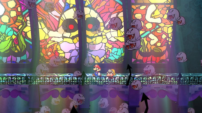 Una vetrata a mosaico in Paper Mario: Il Portale Millenario Una vetrata a mosaico in Paper Mario: Il Portale Millenario