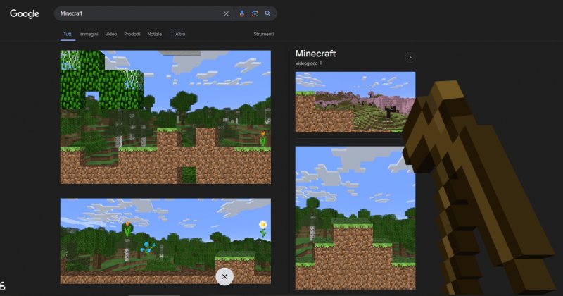 La nostra schermata dell'easter egg di Minecraft su Google