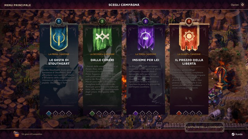 Le quattro campagne presenti vi porteranno via un bel po' di tempo