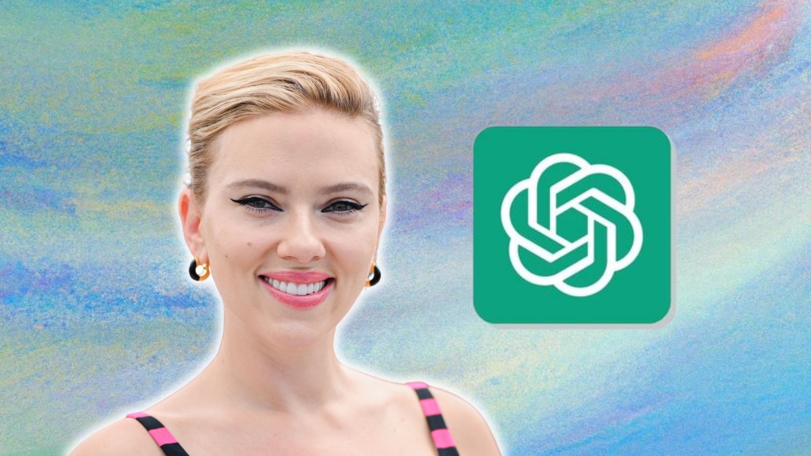 Scarlett Johansson e il logo di ChatGPT