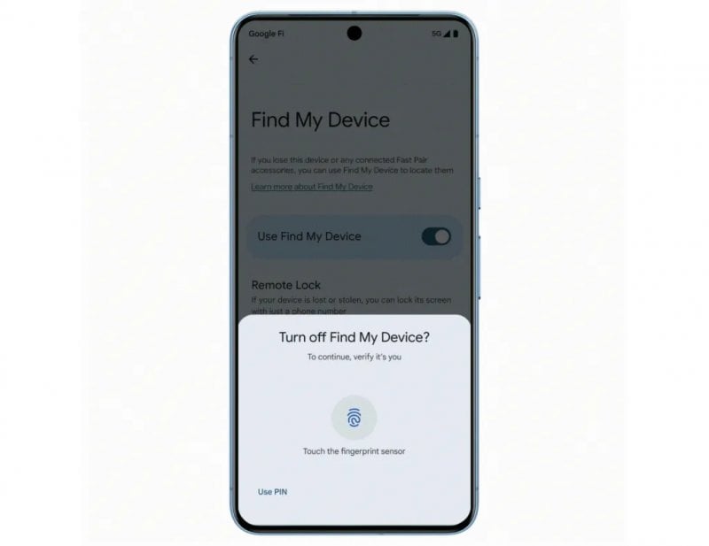 To remove Find My Device, you will need your fingerprint.