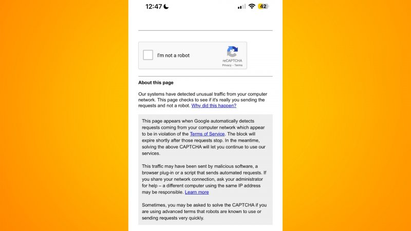 Google blocks iOS users with a mandatory captcha, the problem would be related to privacy