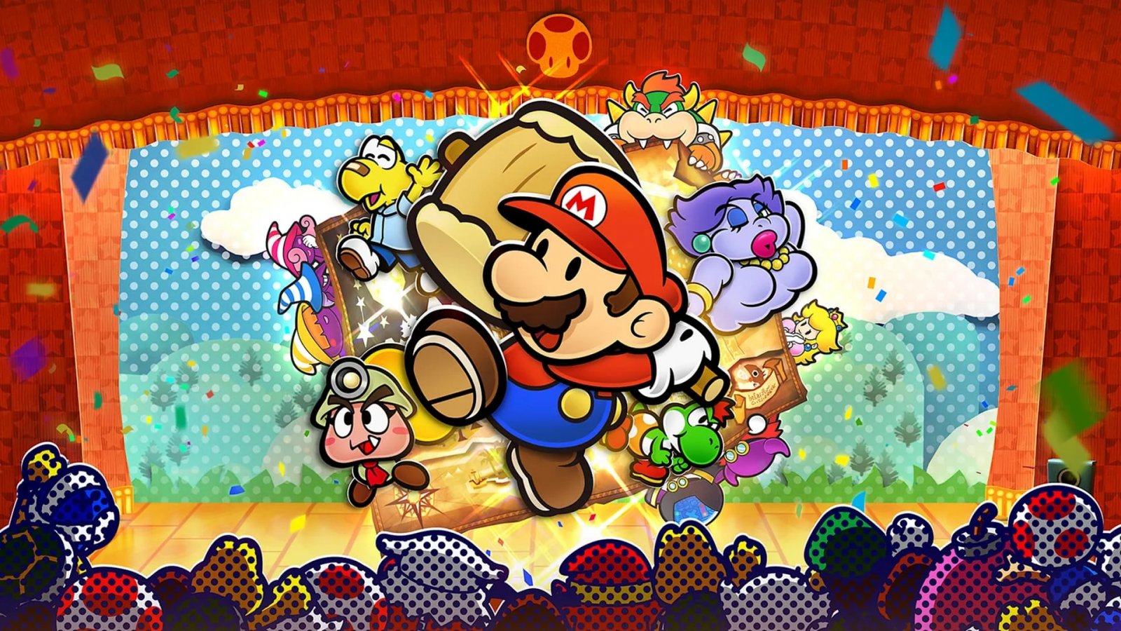 Super Mario e il cast di personaggi di Paper Mario: Il Portale Millenario