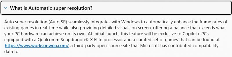 La descrizione di Auto SR nelle FAQ Microsoft