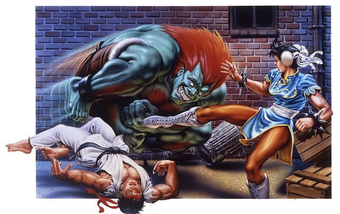 L'illustrazione della copertina di Street Fighter 2 su SNES