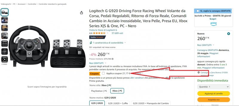 Dove attivare il coupon per il volante nella pagina di Amazon Dove attivare il coupon per il volante nella pagina di Amazon