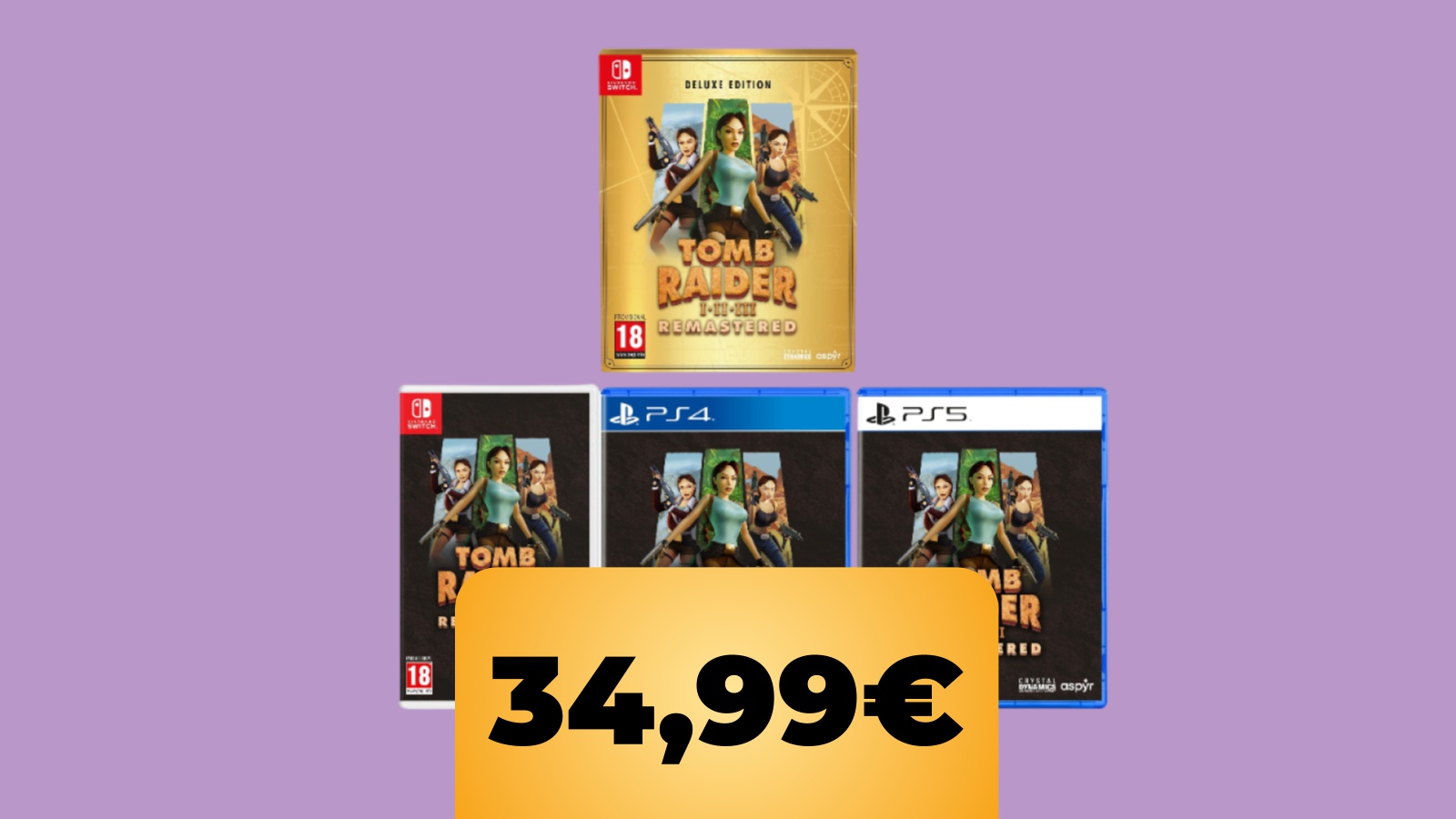 Le confezioni di Tomb Raider 1-3 Remastered con il prezzo di Amazon