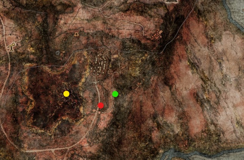 In rosso: Gowry. In verde: Millicent. In giallo: l'Ago Dorato.