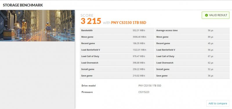 Il test con 3DMark dell'SSD PNY CS3150-HS da 1TB