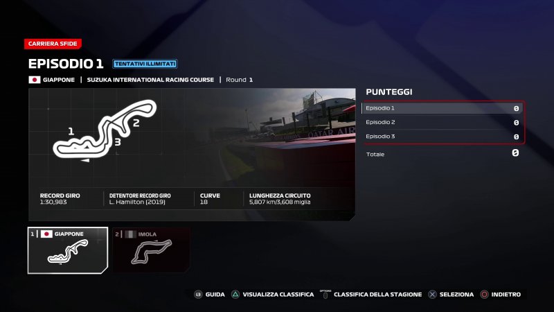 La Carriera Sfide include diversi appuntamenti di una classica stagione di F1 e mette i giocatori in competizione tra di loro