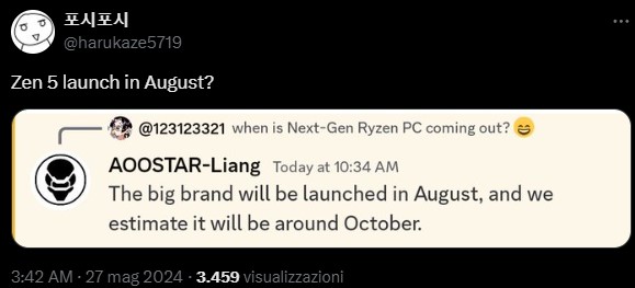 AOOSTAR ha parlato delle novità AMD su Discord AOOSTAR ha parlato delle novità AMD su Discord
