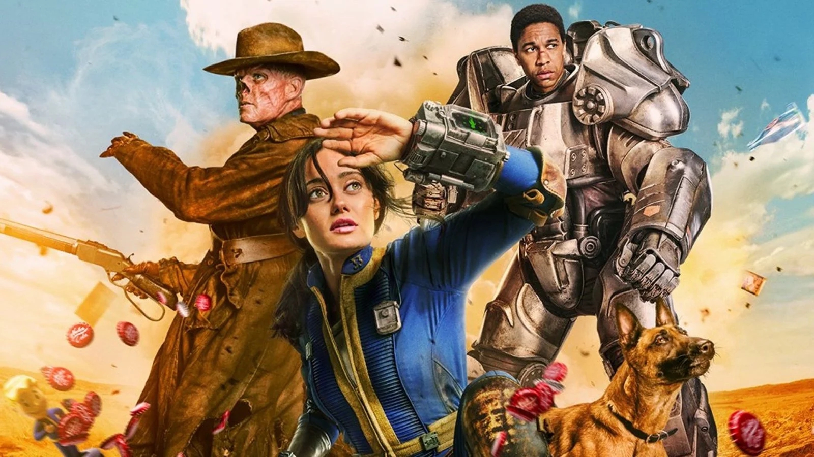 Un'immagine che ritrae i protagonisti della serie tv di Fallout