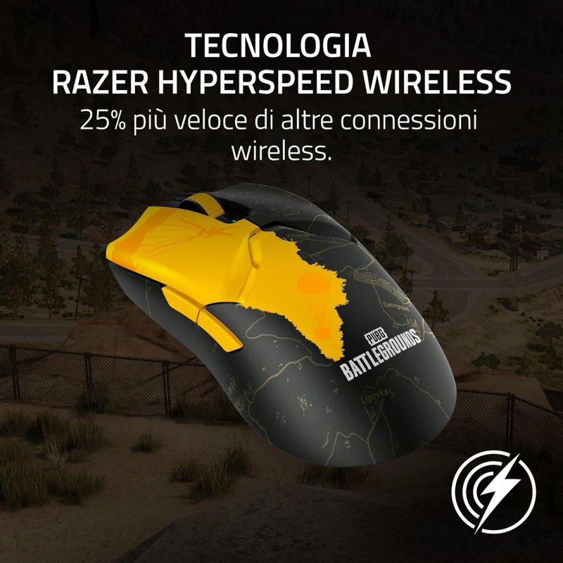 Il mouse visto dall'alto: notizia ial disposizione del giallo e del nero