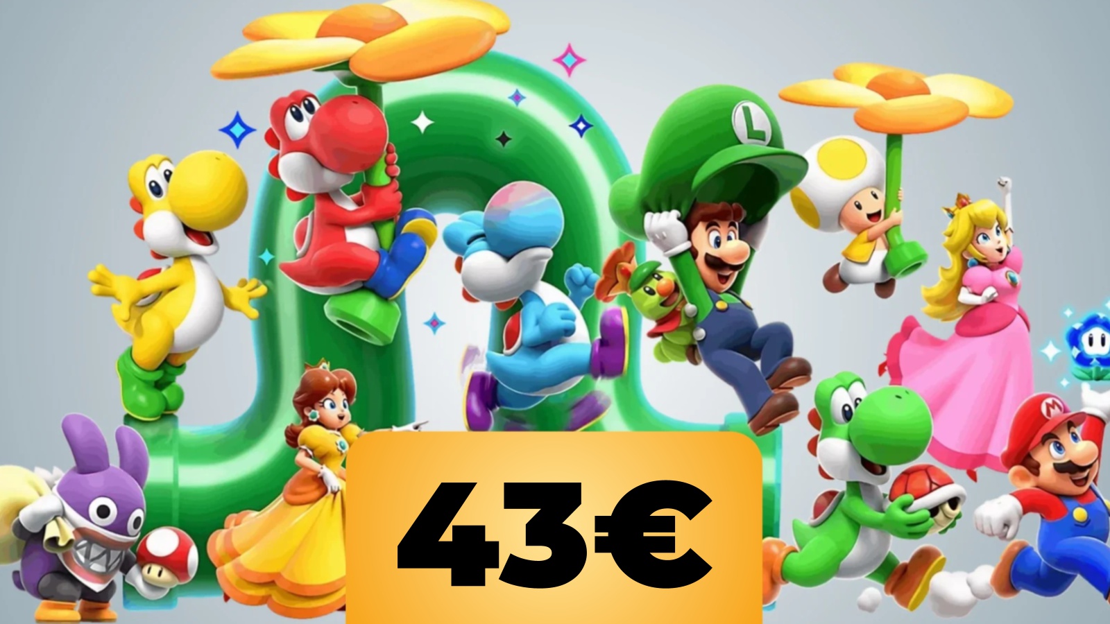 Yoshi in più colori, Daisy, Luigi, Mario, Peach, Toad da Super Mario Bros. Wonder e sotto il prezzo dell'offerta di Amazon