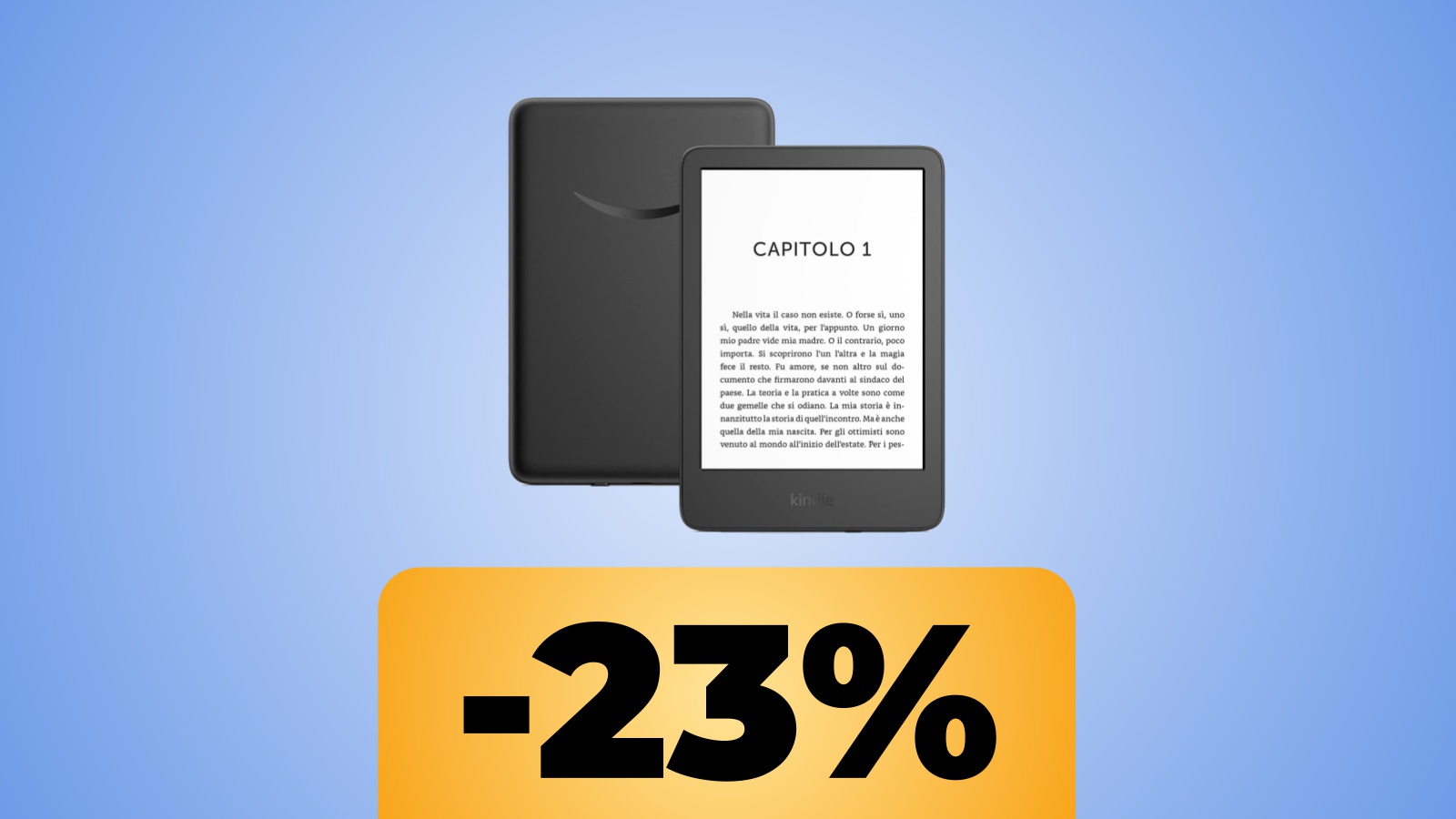 Kindle (Modello 2022) e sotto la percentuale di sconto su Amazon