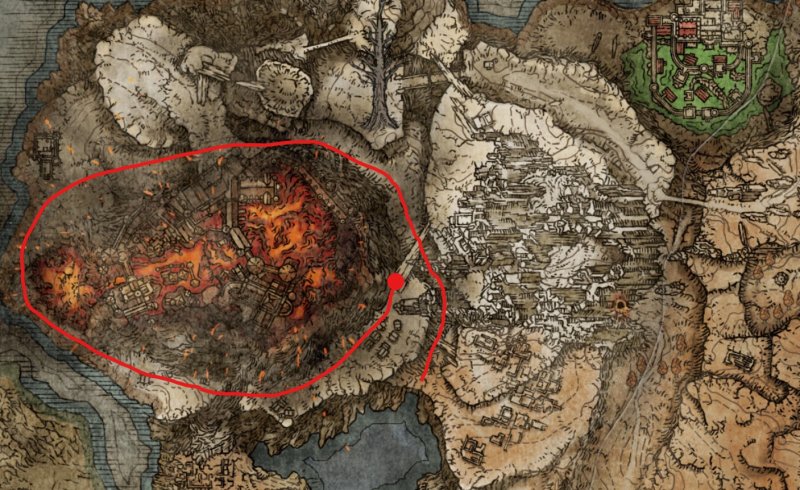 Il percorso da fare per scalare il Monte Gelmir e raggiungere la posizione di Azur, il puntino rosso. Il percorso da fare per scalare il Monte Gelmir e raggiungere la posizione di Azur, il puntino rosso.