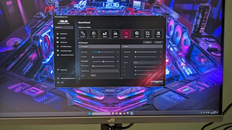 L'interfaccia dell'app PC ASUS DisplayWidget Center per la gestione del monitor L'interfaccia dell'app PC ASUS DisplayWidget Center per la gestione del monitor