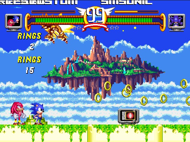Sonic e Knuckles contro Metal Sonic in Ultimate Sonic Mugen