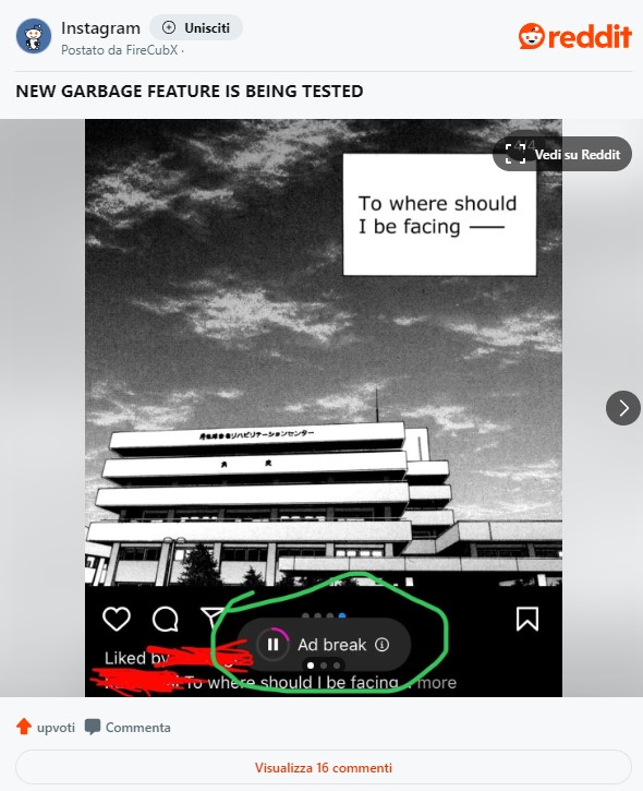 Lo spot segnalato dall'utente di Reddit ha individuato la funzione mentre scorreva storie e post Lo spot segnalato dall'utente di Reddit ha individuato la funzione mentre scorreva storie e post