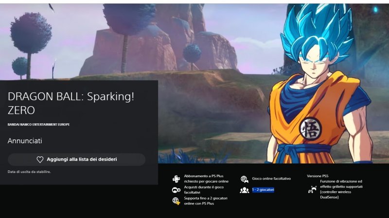 La pagina del PlayStation Store di Dragon Ball: Sparking! Zero
