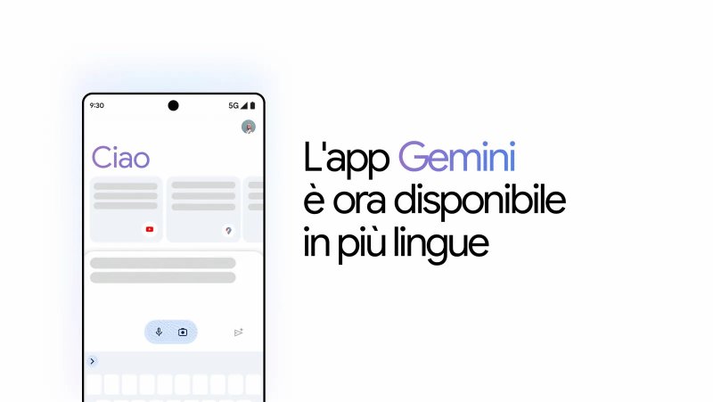 L'immagine con cui Google ha annunciato che l'app Gemini è ora disponibile in Europa e in UK