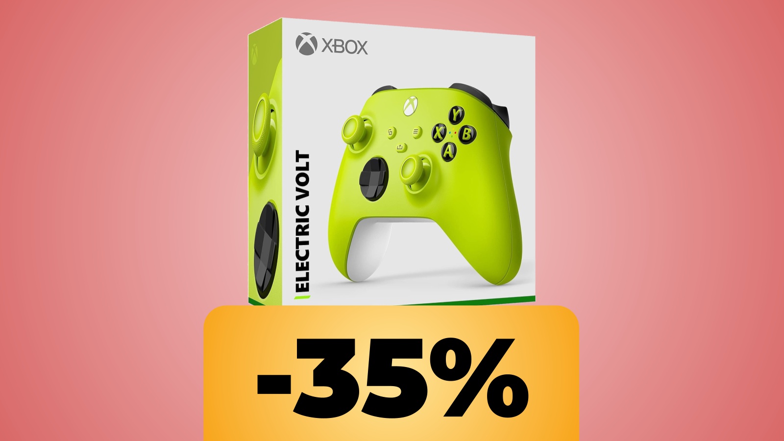Il controller Xbox e sotto la percentuale dello sconto di Amazon