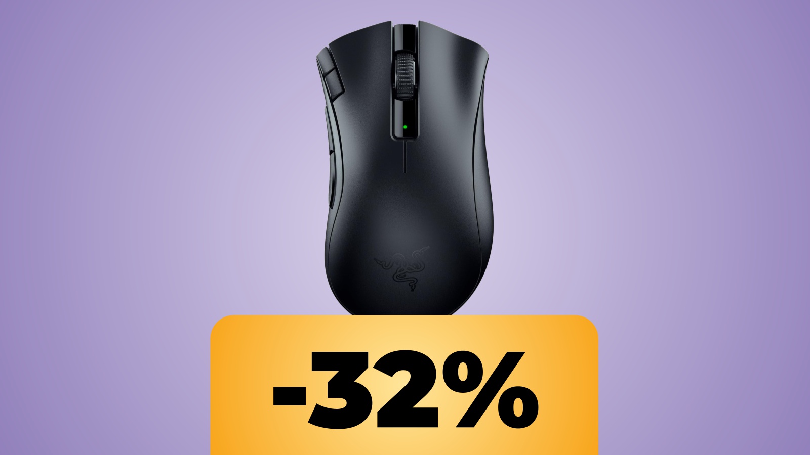 Il mouse Razer DeathAdder V2 X HyperSpeed con sotto la percentuale dello sconto di Amazon