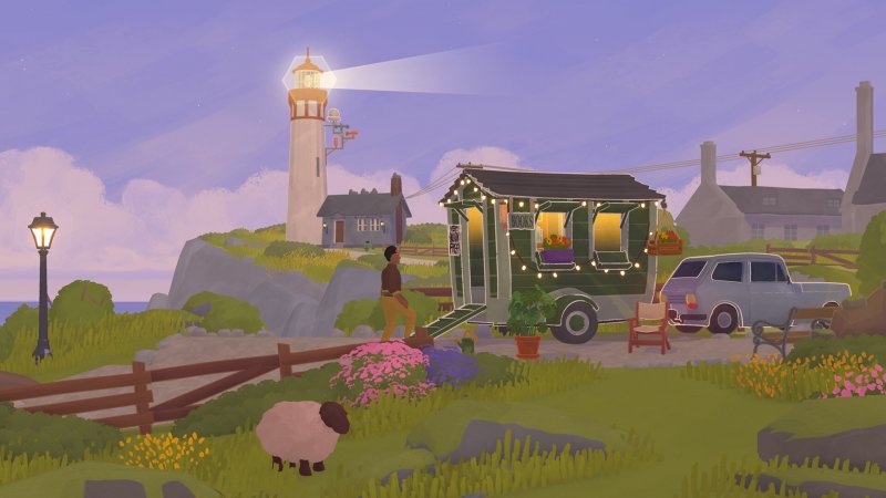 Una delle configurazioni della libreria in riva al mare di Tiny Bookshop