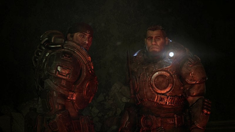 Marcus and Dom at the end of the Gears of War: E-Day trailer